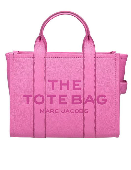 Pink Leather Medium Tote Bag