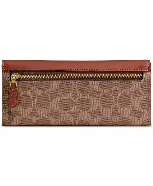 Mila Long Flap Wallet in Signature Coated Canvas