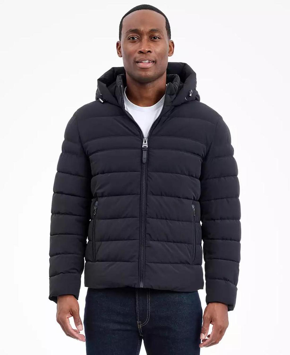 Men's Dressy Hooded Stretch Packable Jacket
