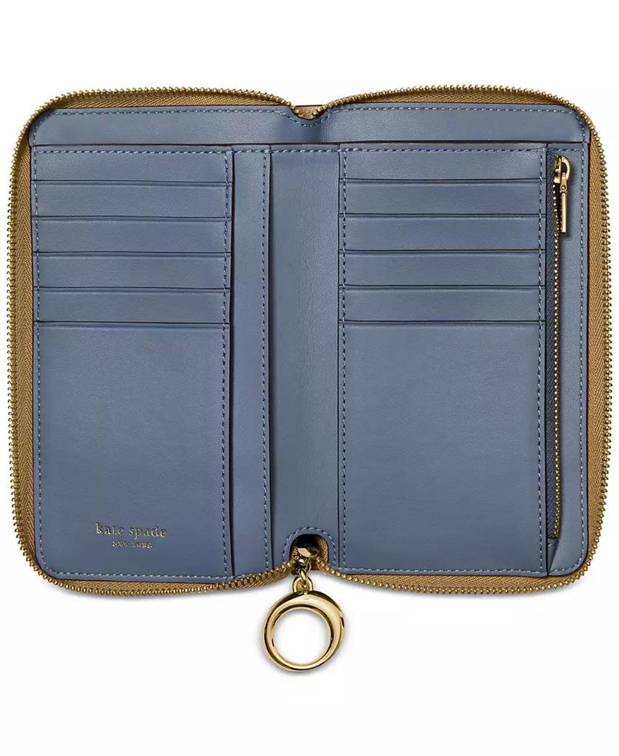 Halo Glazed Leather Zip Around Wallet