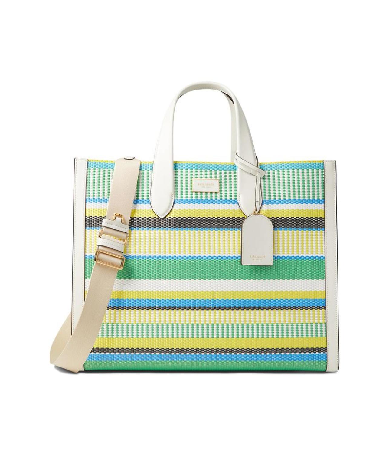Manhattan Striped Woven Straw Large Tote