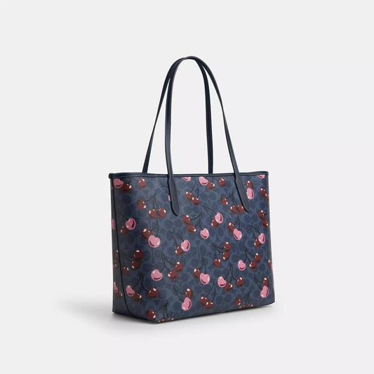 City Tote Bag In Signature Canvas With Cherry Print