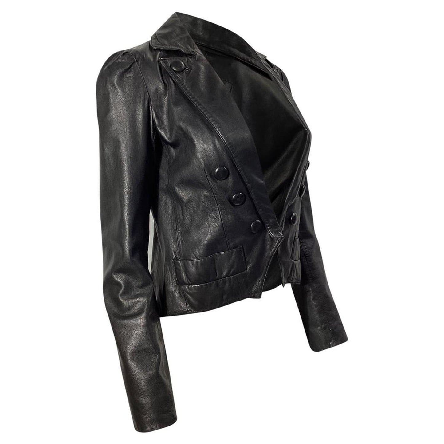 Marc by Buton-Detail Open Jacket in Black Leather