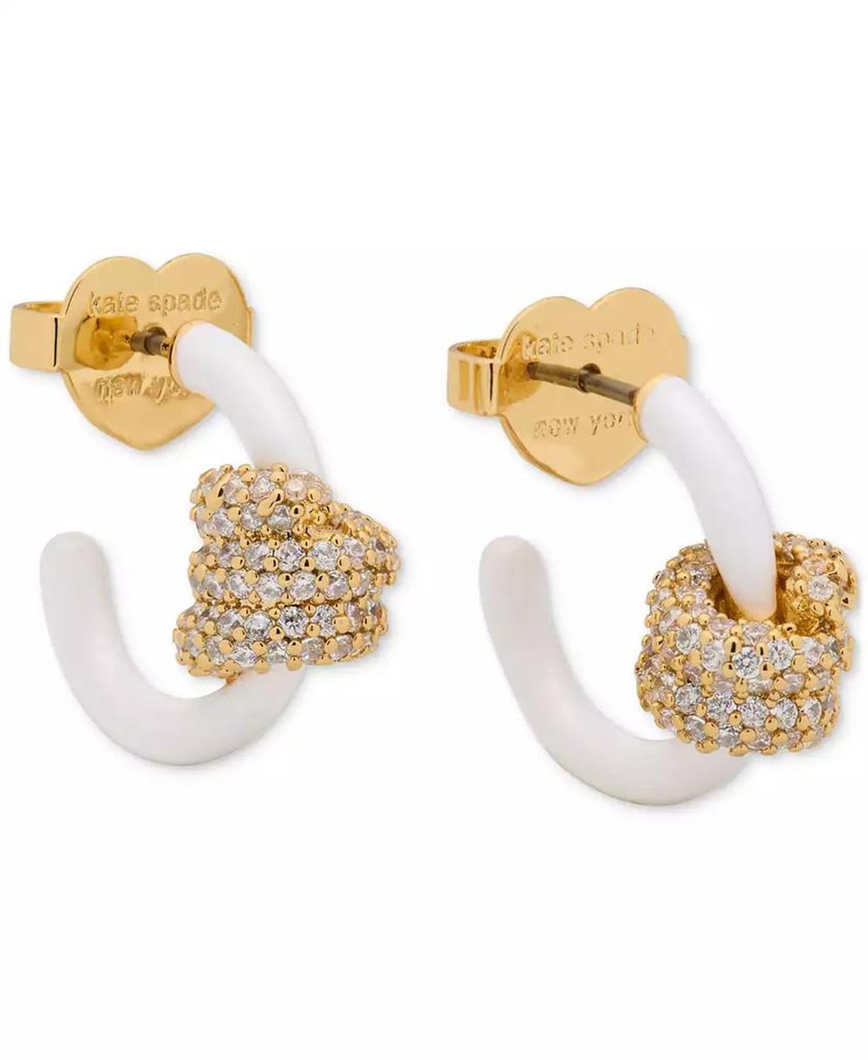 Small Pavé Knot Hoop Earrings, 0.62"