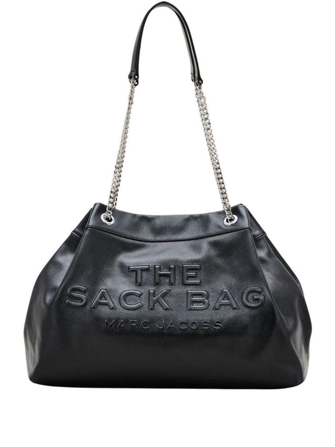 Structured Black Shoulder Bag With Drawstring Closure