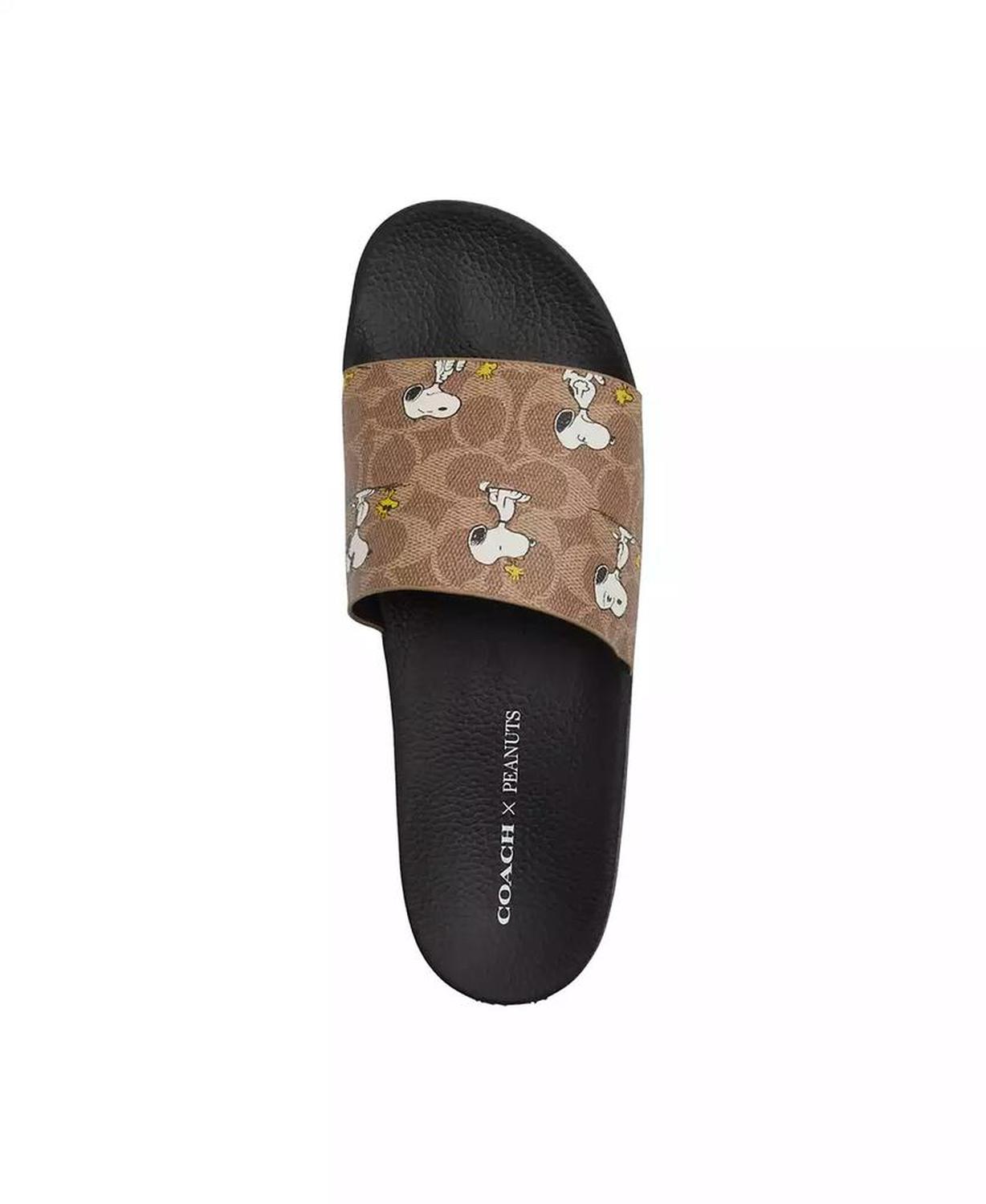 X Peanuts Men's Signature Canvas Snoopy Print Pool Slide