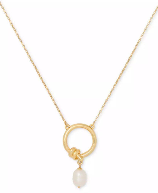 Gold-Tone Freshwater Pearl Pendant Necklace, 18" + 3" extender