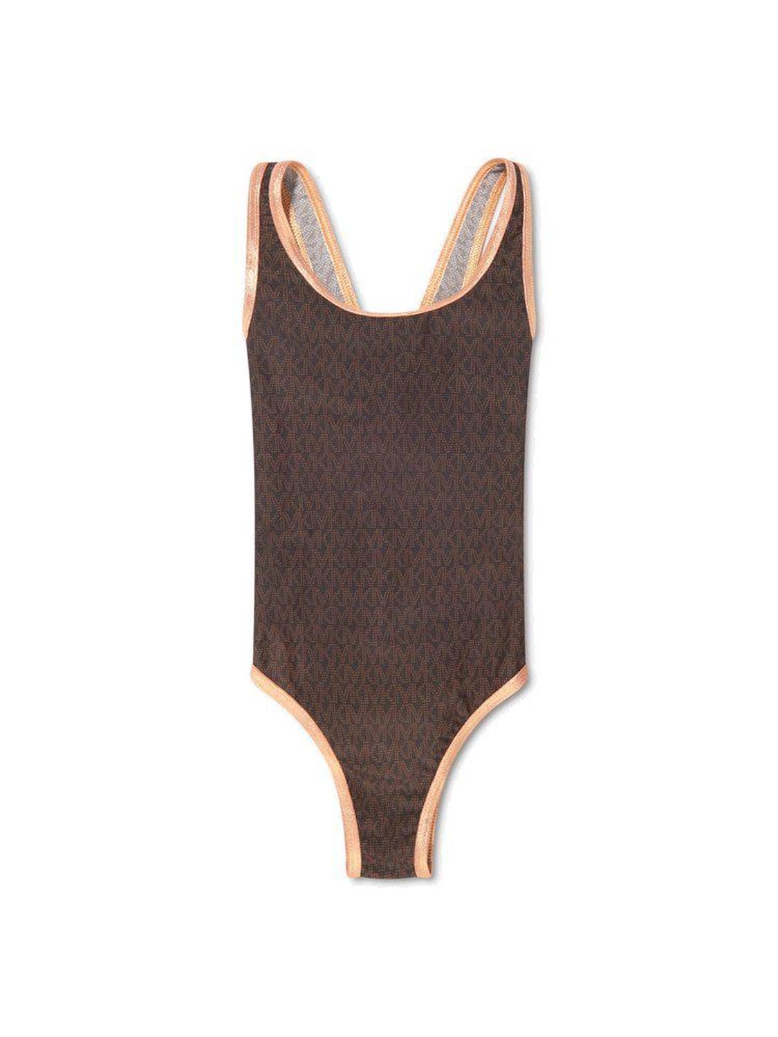 Michael Kors Kids Monogram Printed Cross Shoulder Strap Swimsuit