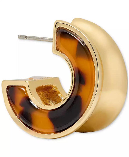 Gold-Tone Bold Tortoise Small Hoop Earrings, 0.82"