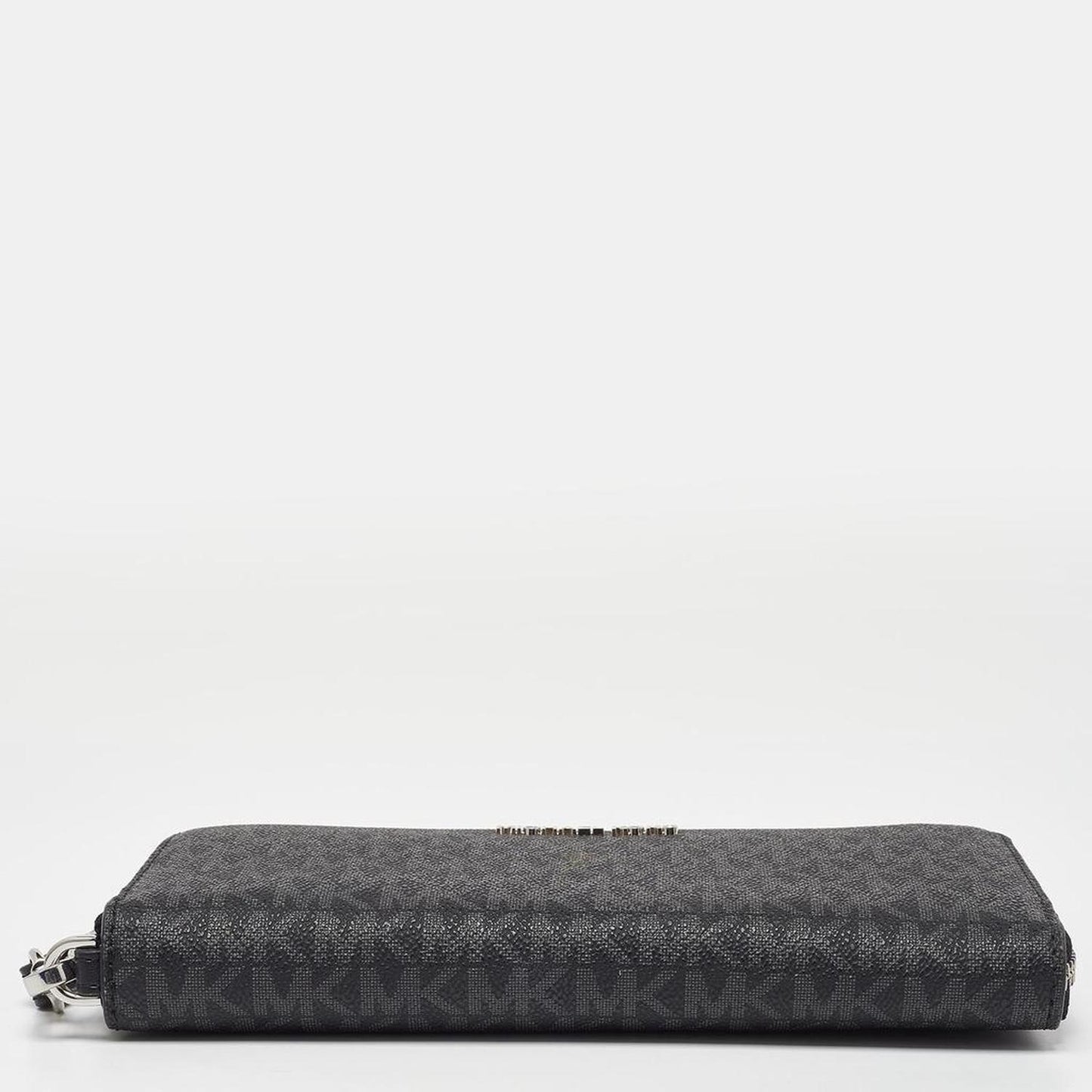 Michael Kors Black/grey Signature Coated Canvas Zip Around Wallet