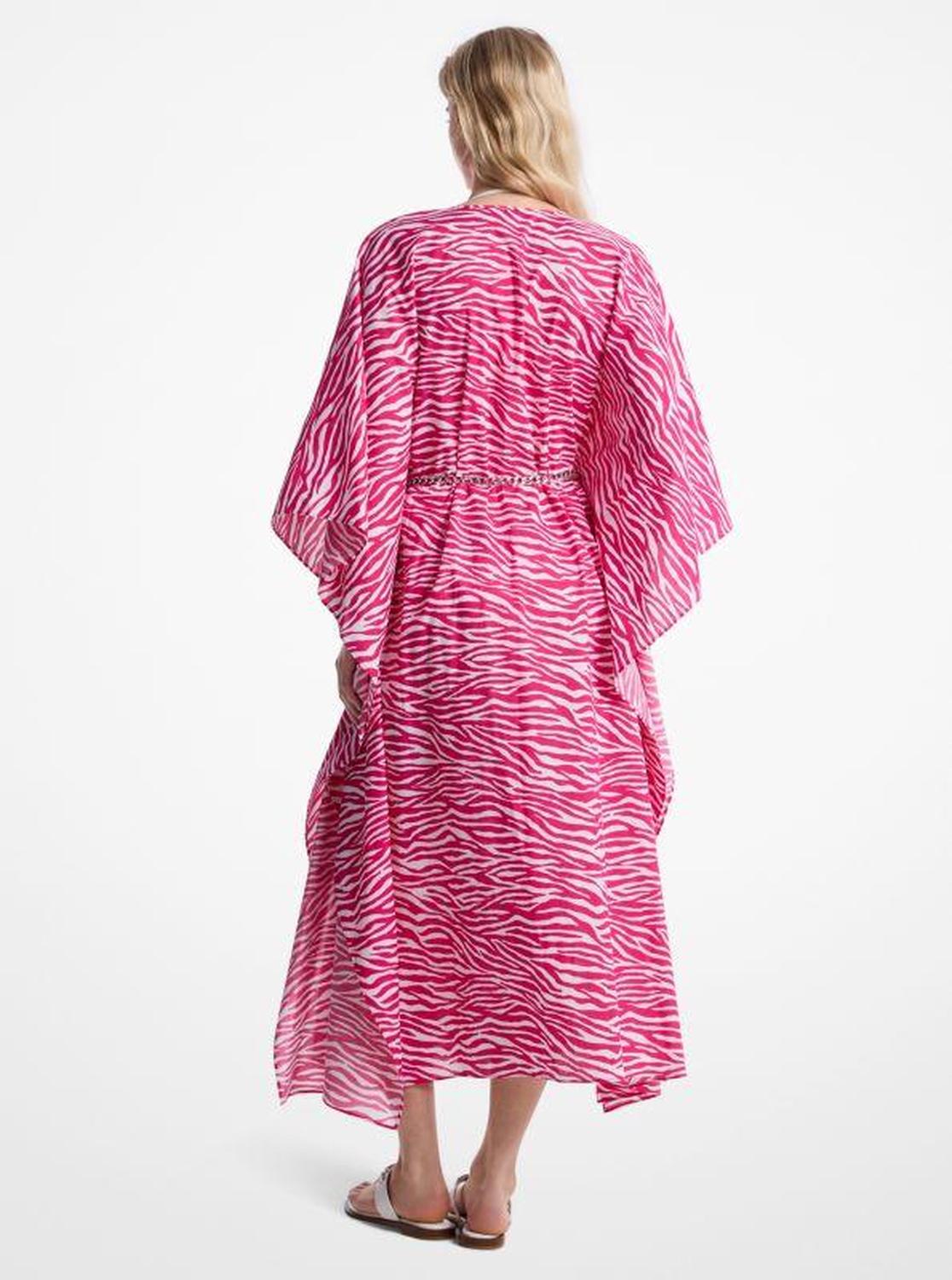 Zebra Print Cotton Belted Caftan