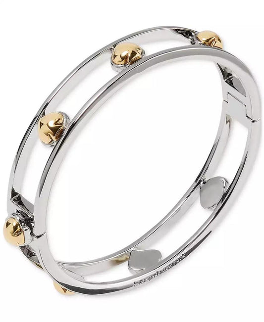 Two-Tone Sculpted Spade Cut Out Bangle Bracelet