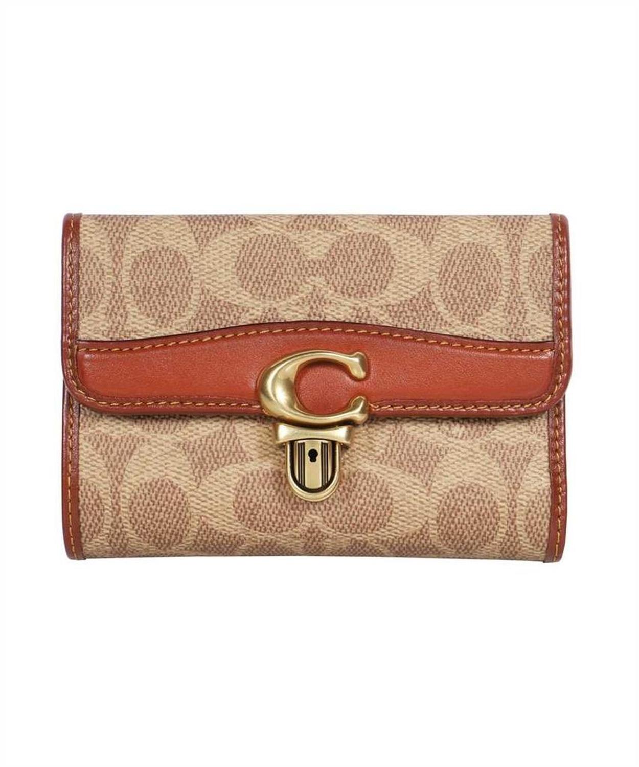 Coach Studio Monogram-Printed Logo Plaque Wallet