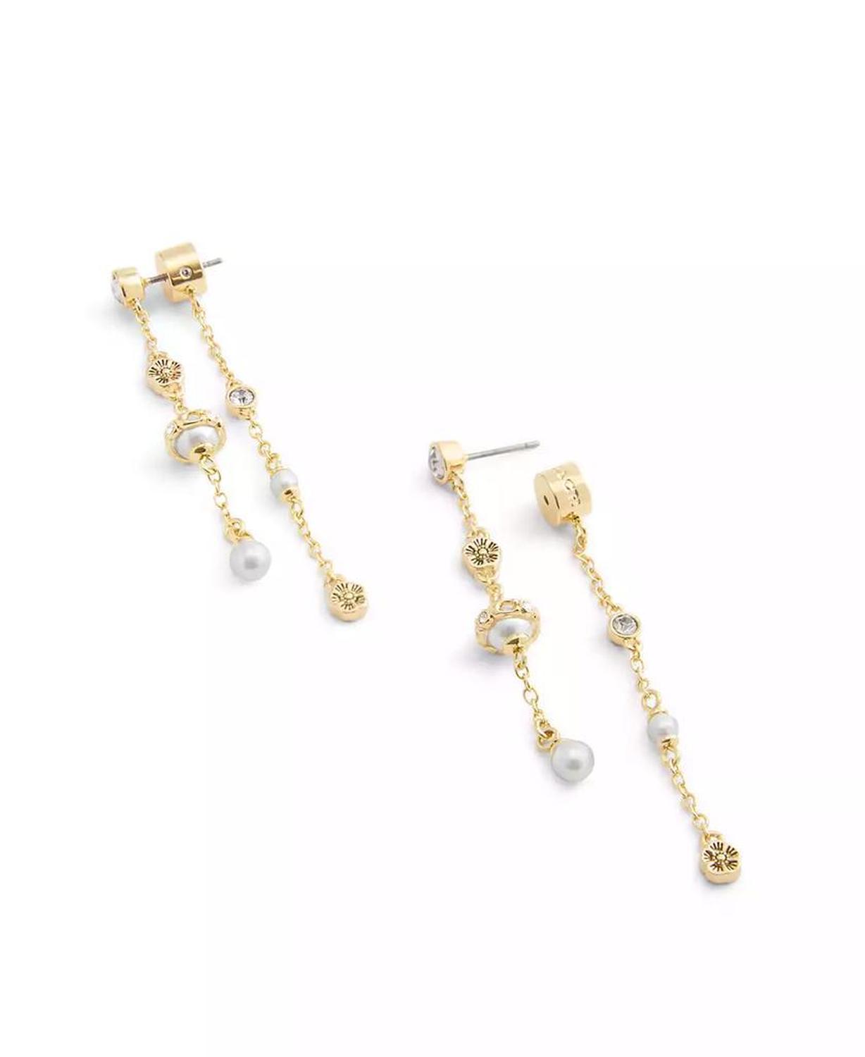 Faux Stone Signature Heritage Mixed Charm Front Back Earrings