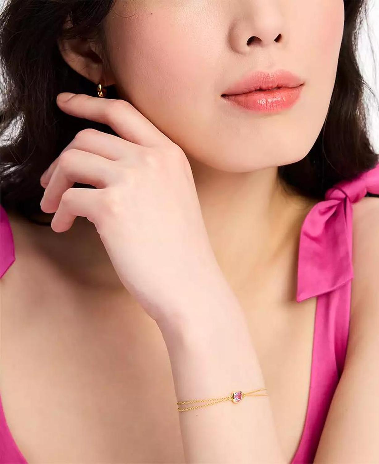 23k Gold-Plated Sterling Silver colored Sapphire (7/8 ct. t.w.) Double-Chain Bracelet