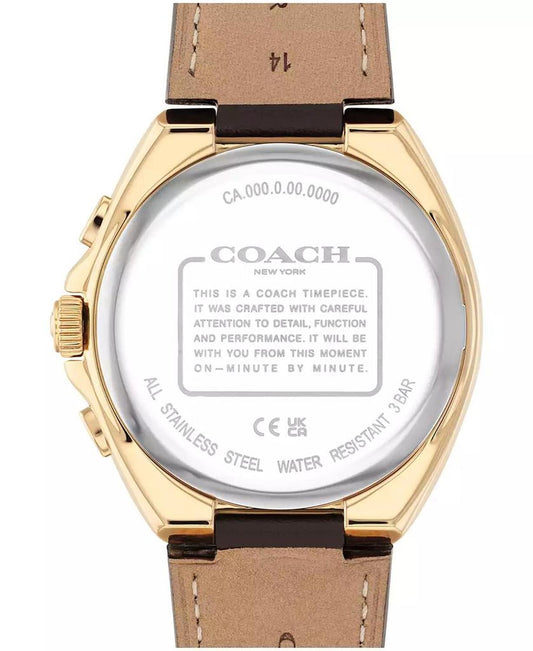 Men's Jackson Dark Brown Leather Calfskin Strap Watch, 44.1mm