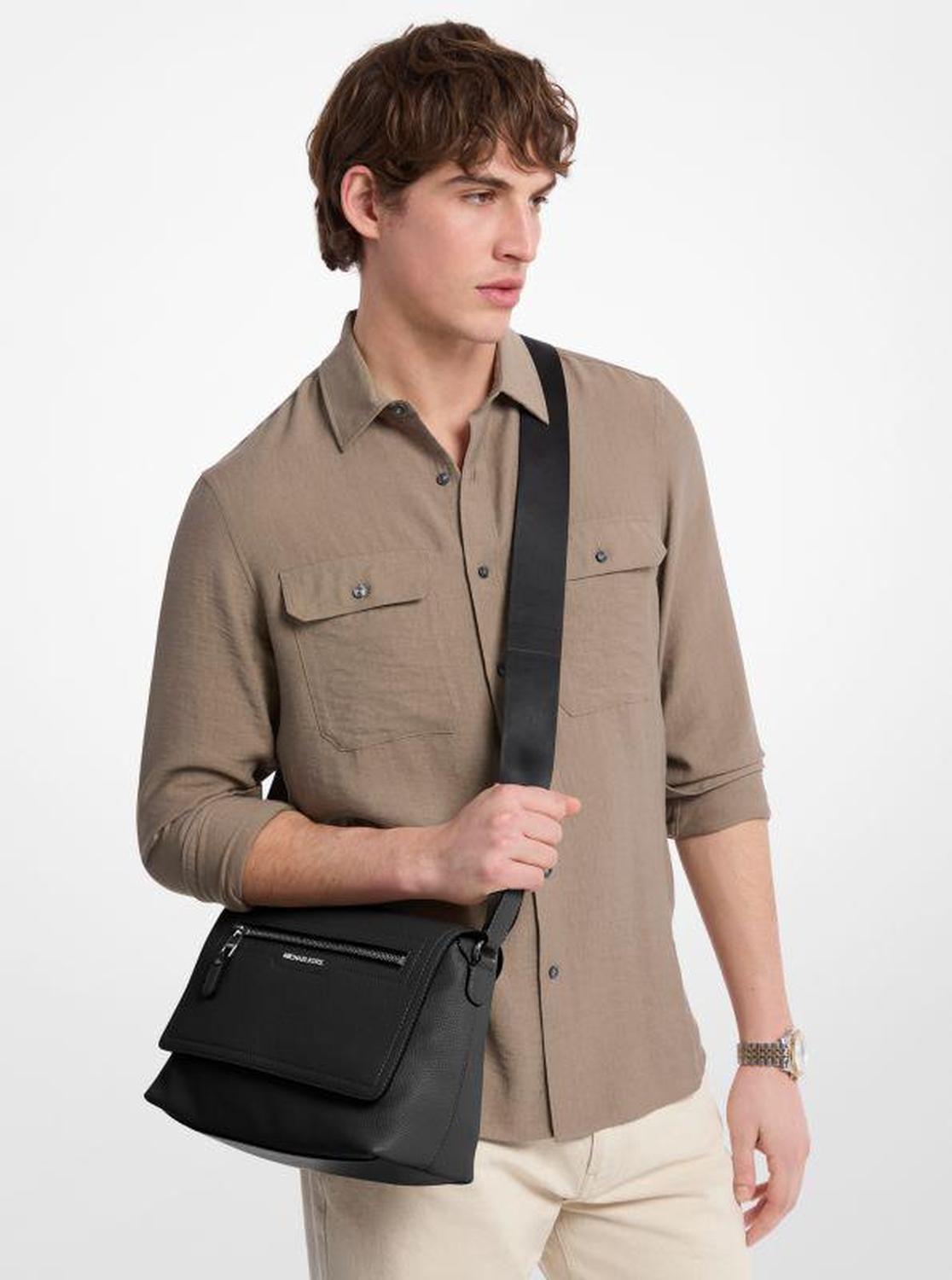 Hudson Small Pebbled Leather Messenger Bag