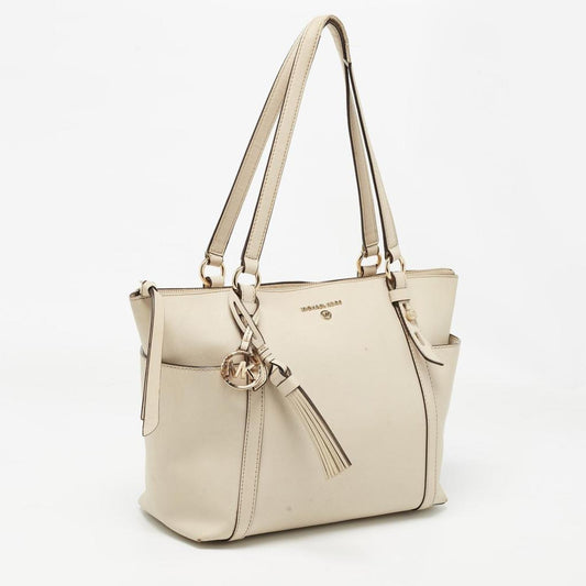Michael Kors Light Leather Medium Top Zip Jet Set Tote