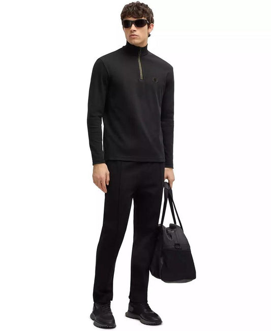 Men's Double B Monogram Zip-Neck Polo