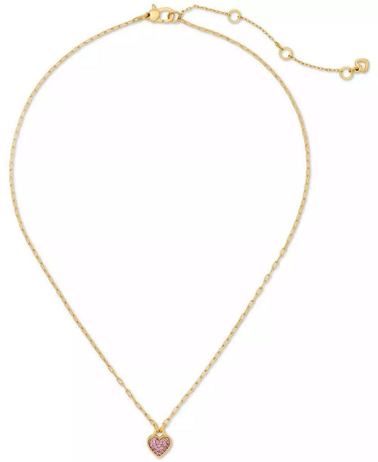 Cubic Zirconia Heart Pavé Pendant Necklace, 16" + 3" extender