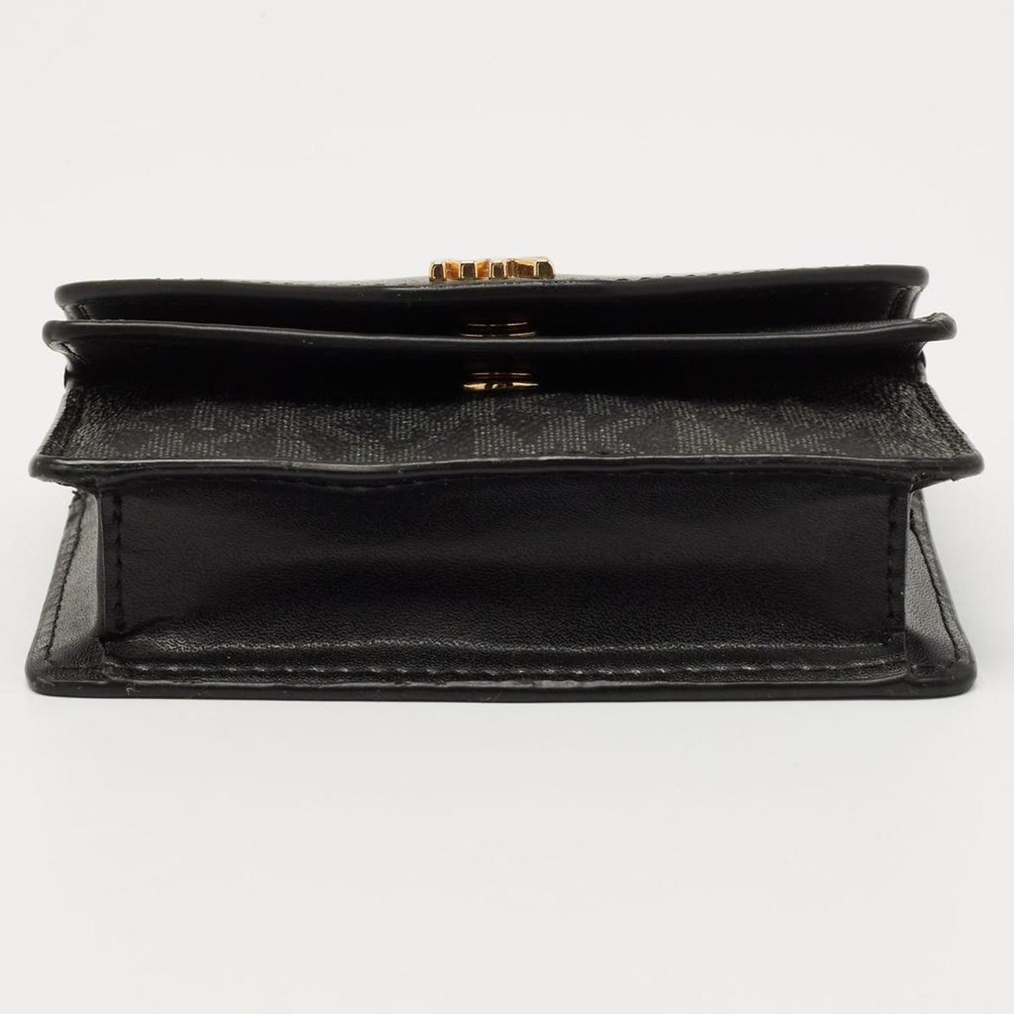 Michael Kors Black/grey Signature Coated Canvas And Leather Card Case..