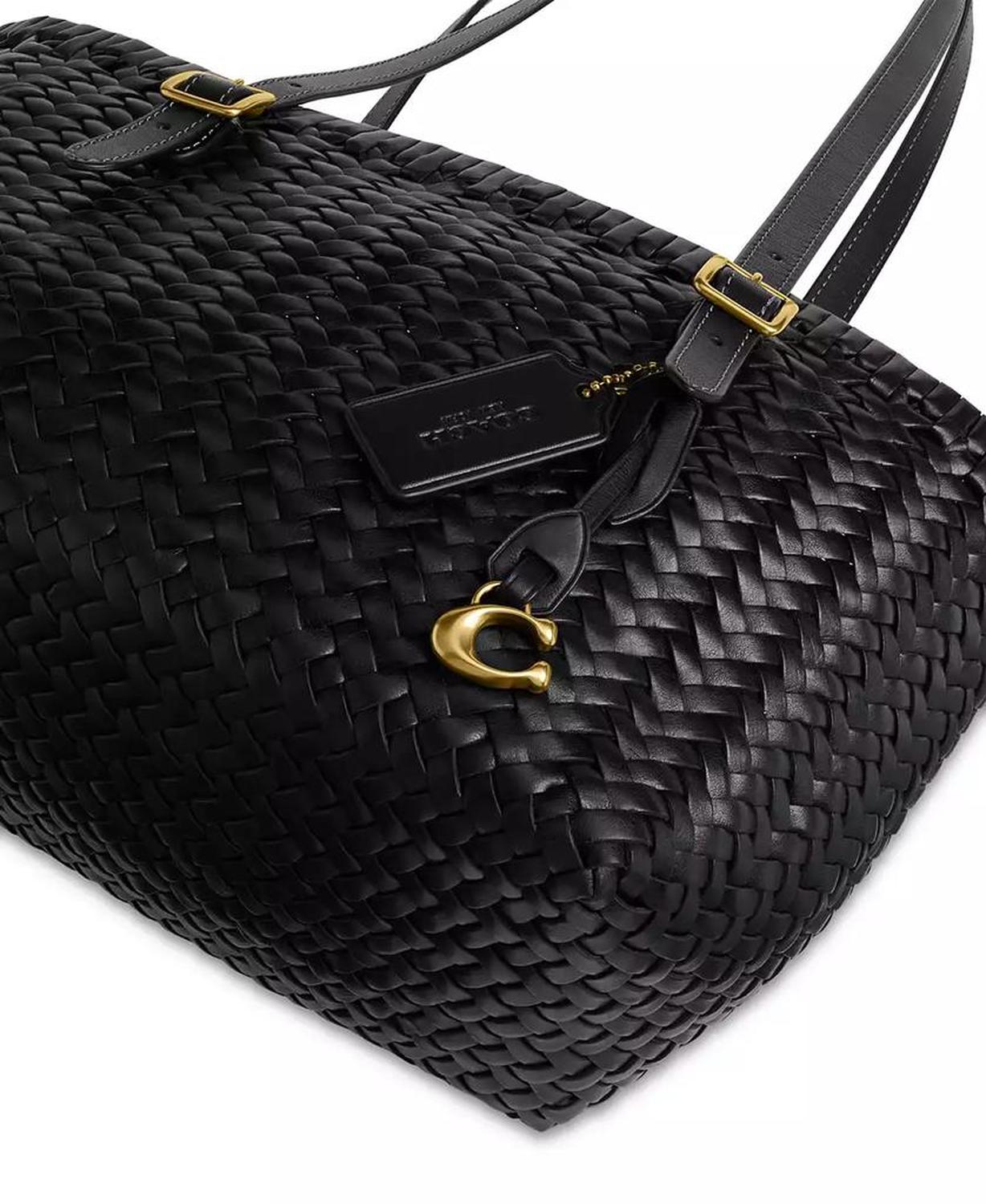 Woven Leather Swing Tote Bag