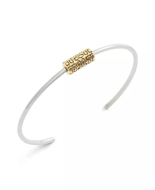 Two-Tone Signature Quilted Tube Cuff Bracelet