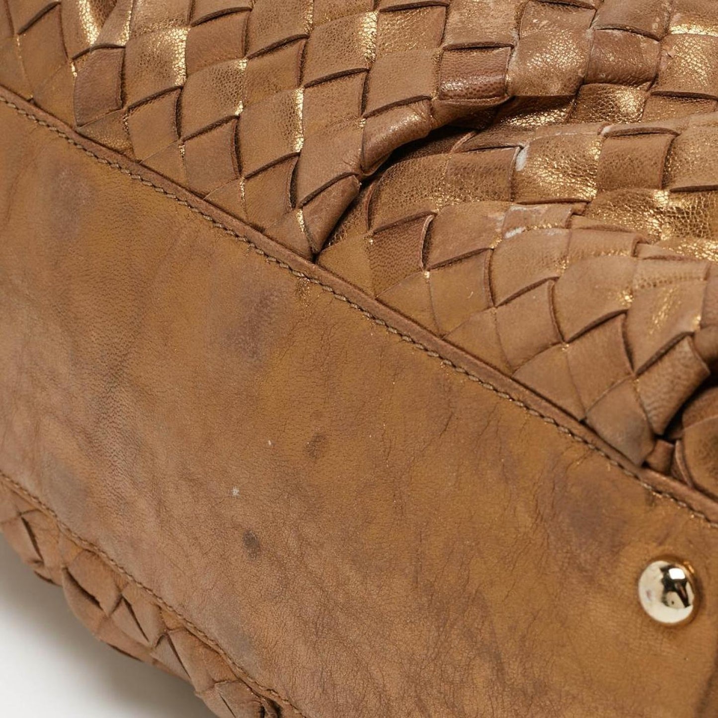 Michael Kors Gold Woven Leather Drawstring Tote