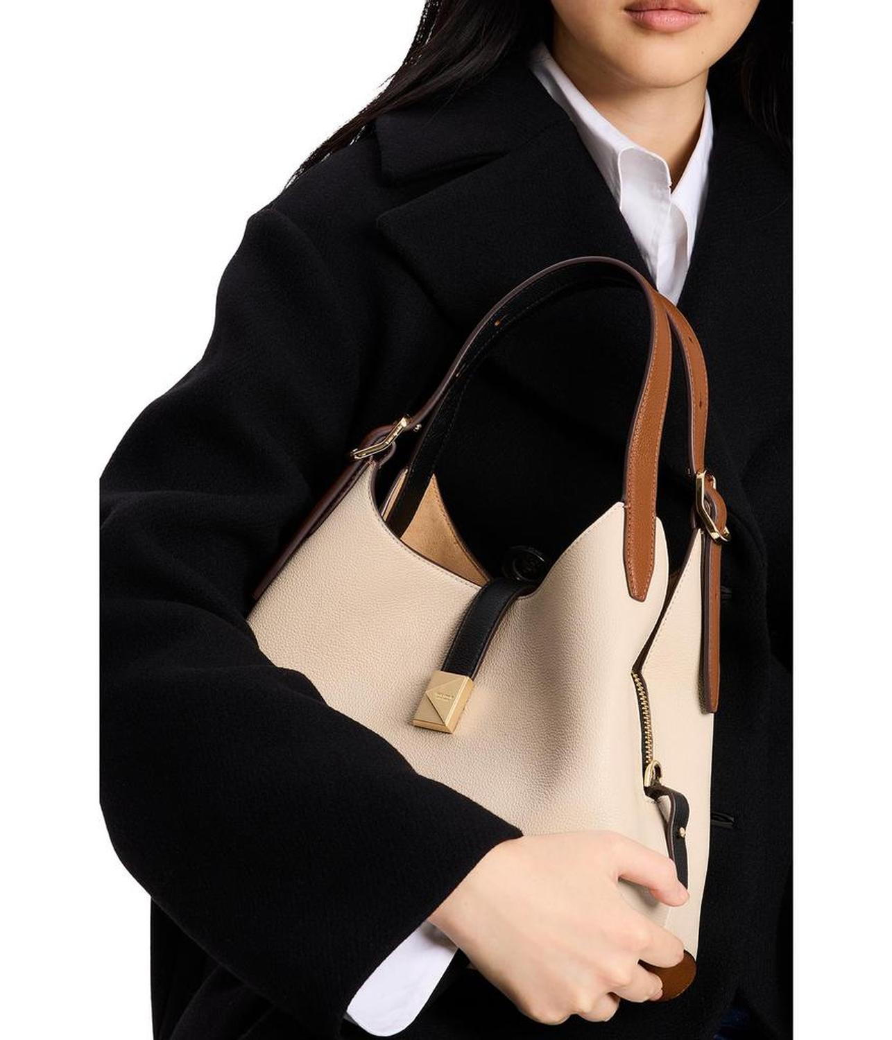 Deco Colorblocked Pebbled Leather Medium Crossbody Tote