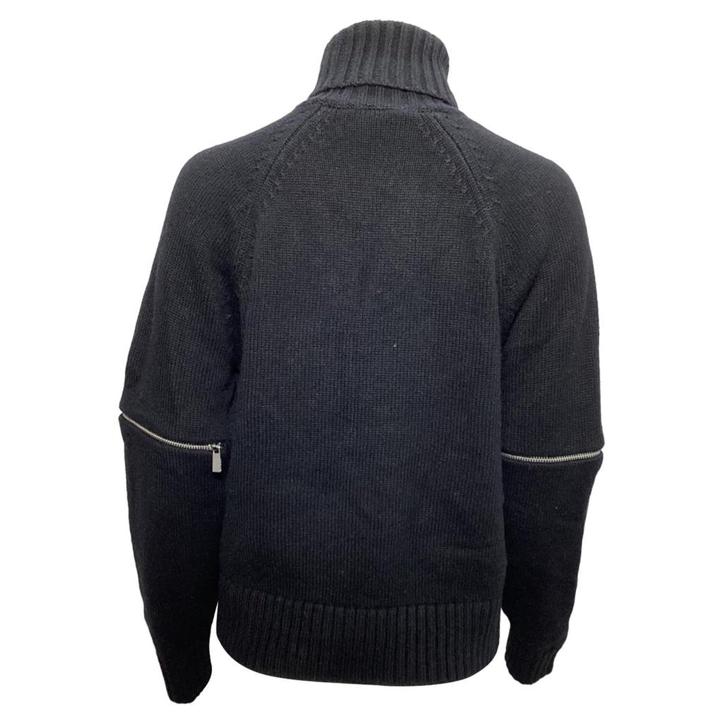 Collection Zip Sleeve T-Neck Sweater in Black Cashmere