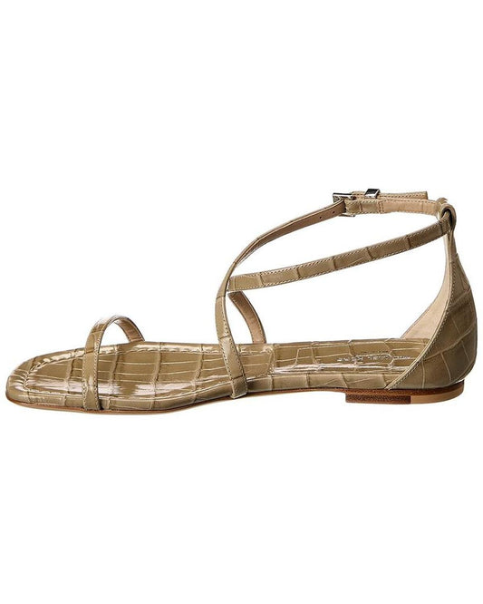 Polly Runway Croc-Embossed Leather Sandal