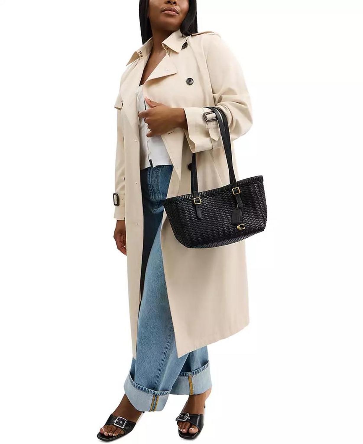 Woven Leather Swing Tote Bag