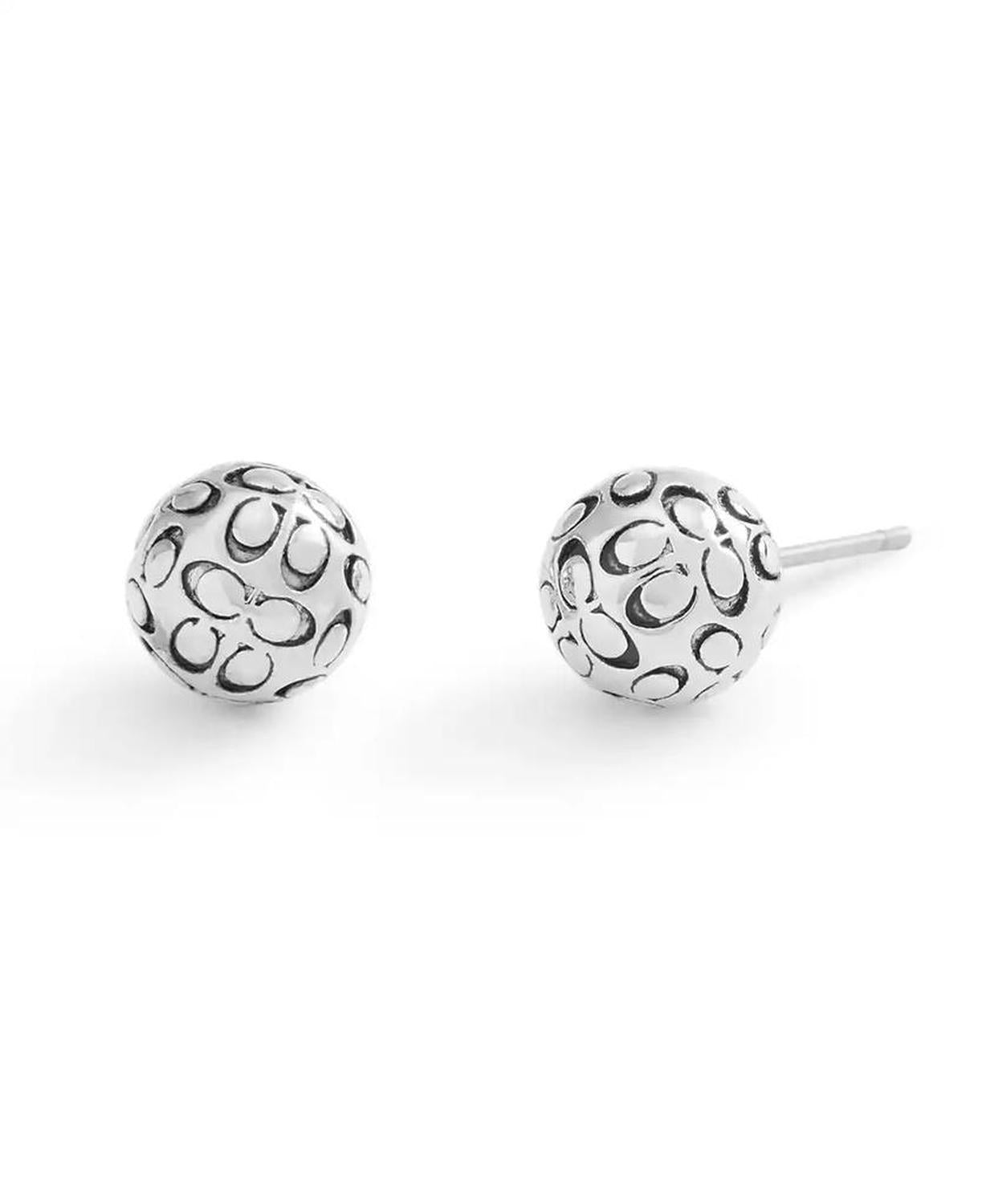 Rhodium Signature Quilted Orb Stud Earrings