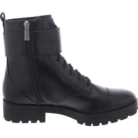 Womens Faux Leather Solid Mid-Calf Boots