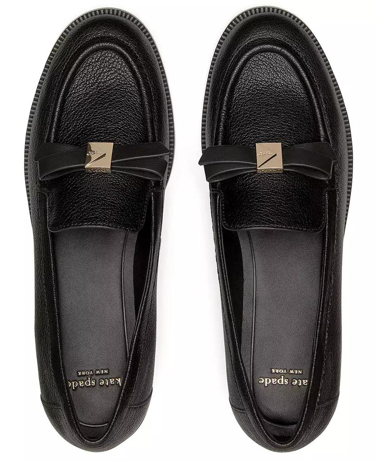 Women's Deco Bow Pebbled Leather Loafers