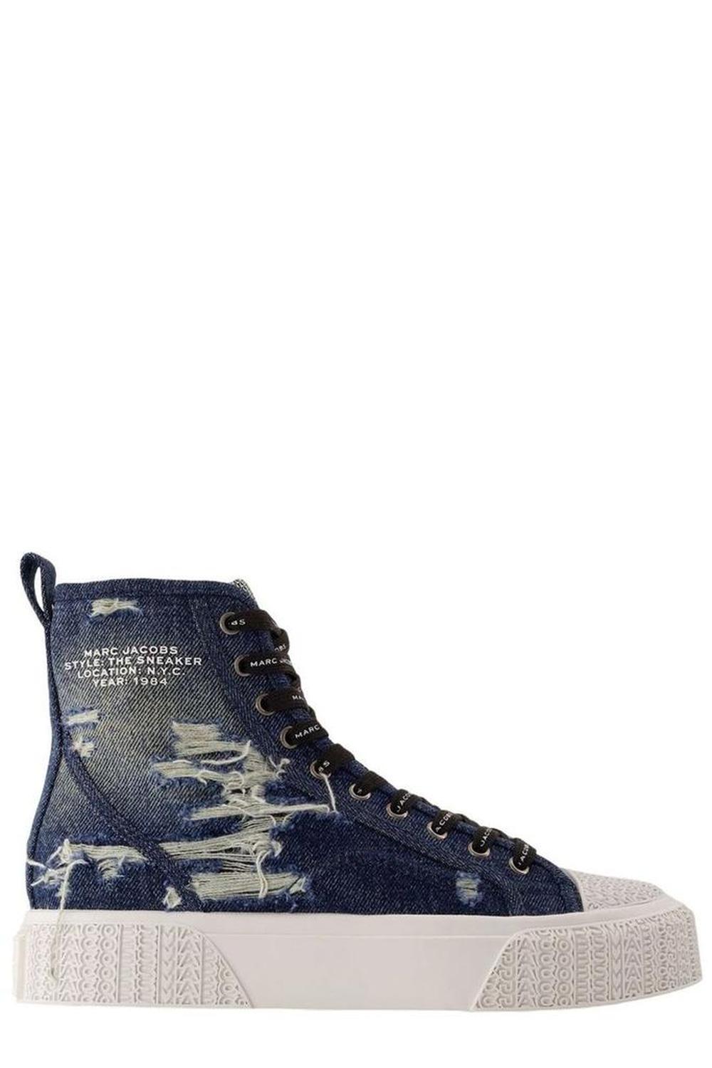 Marc Jacobs The Rip And Tear Denim Lace-Up Sneakers
