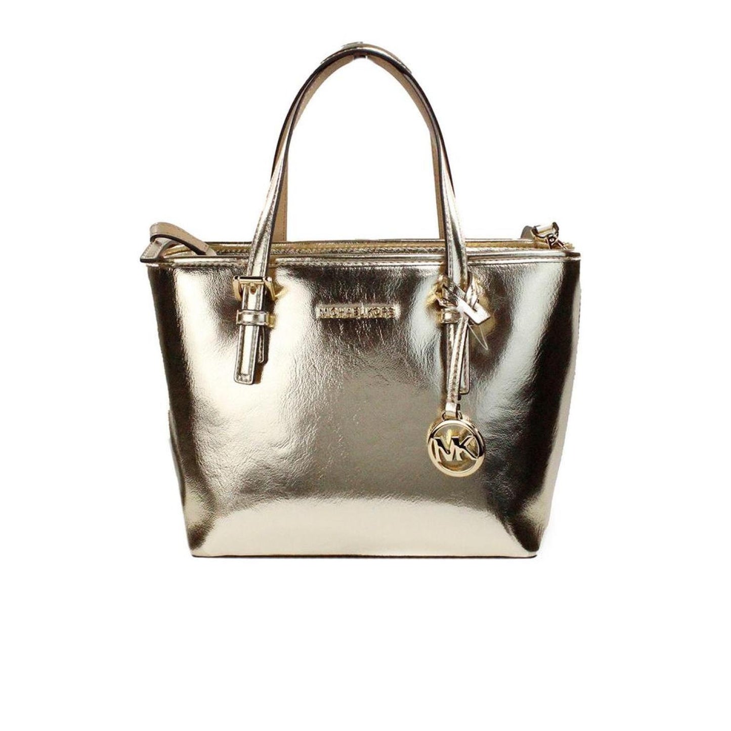 Michael Kors Jet Set Pale Metallic XS Carryall Top Zip Tote Bag Women's Purse