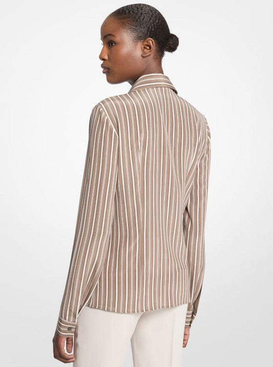 Hansen Striped Silk Crepe De Chine Shirt