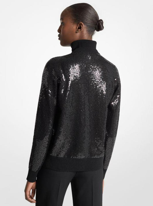 Hand-Embroidered Sequin Cashmere Cardigan