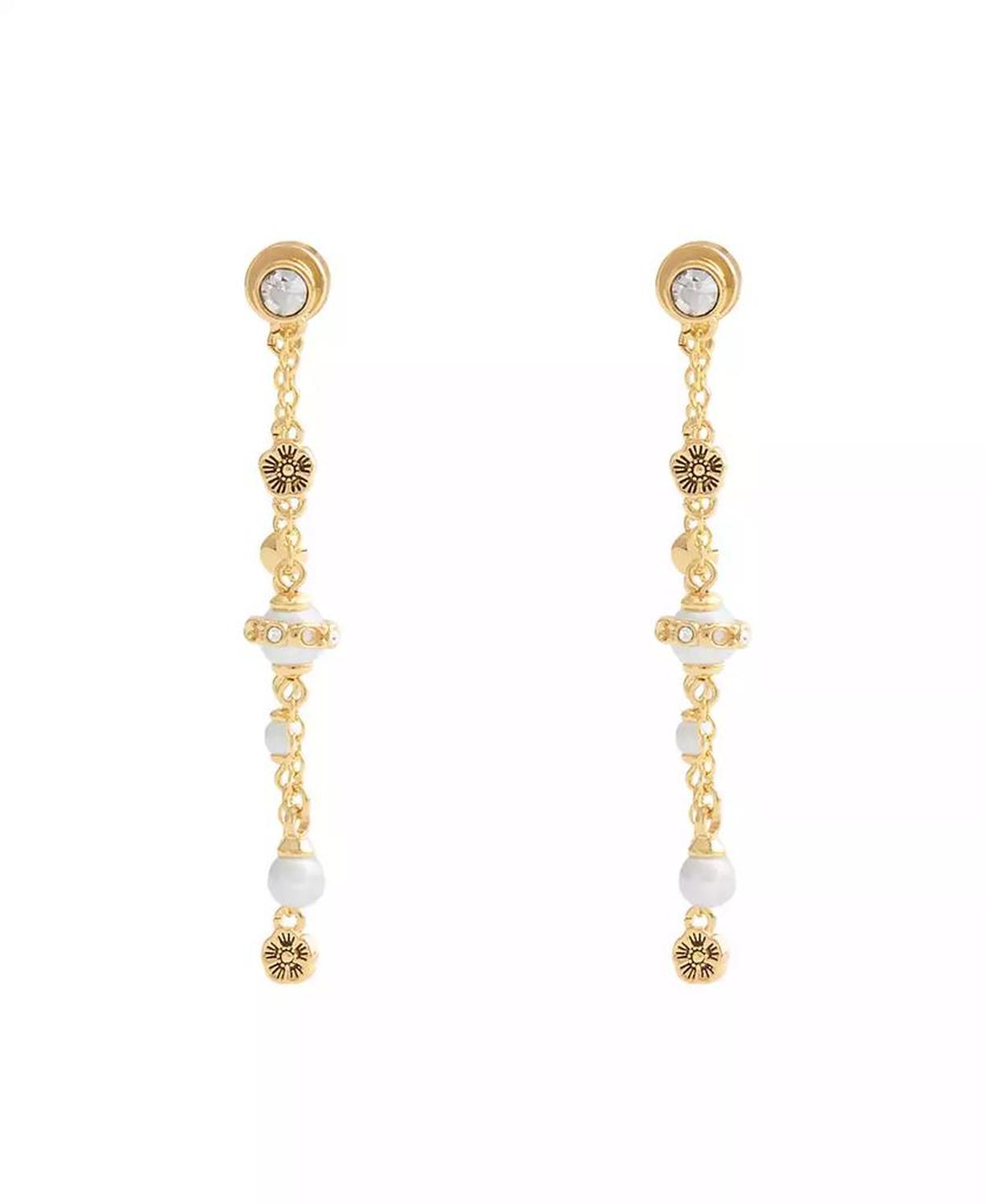 Faux Stone Signature Heritage Mixed Charm Front Back Earrings