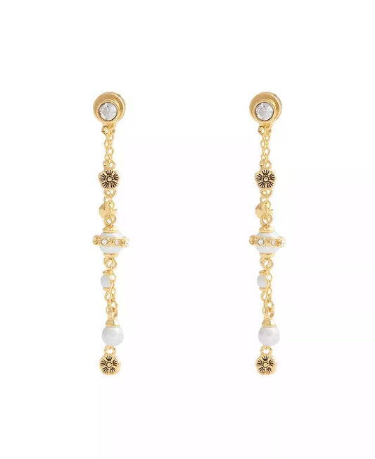 Faux Stone Signature Heritage Mixed Charm Front Back Earrings