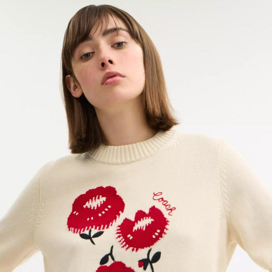 Floral Crewneck Sweater In Organic Cotton