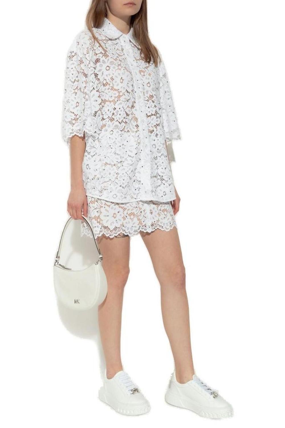 Michael Michael Kors Studded Corded Floral Lace Shirt