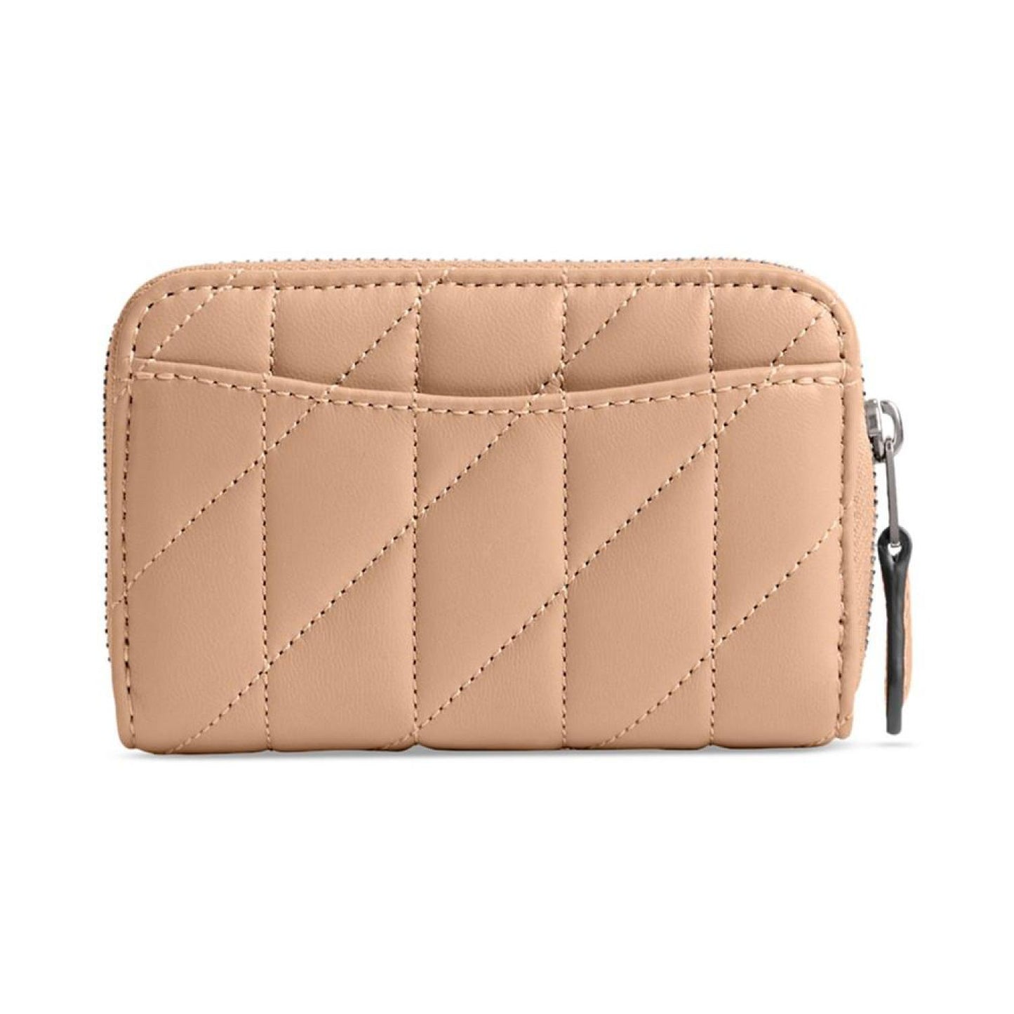 Quilted Pillow Leather Small Zip Around Card Case