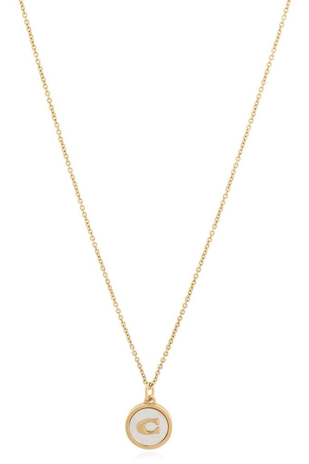 Coach Logo Plaque Pendant Necklace