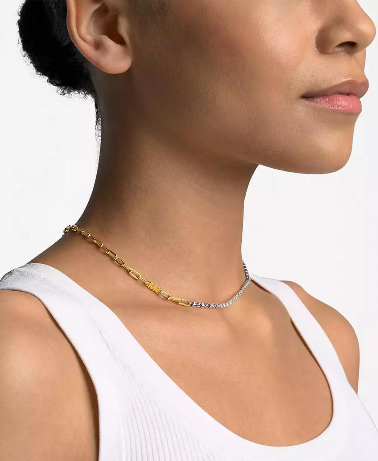 14K Gold-Plated Brass Mixed Chain Necklace