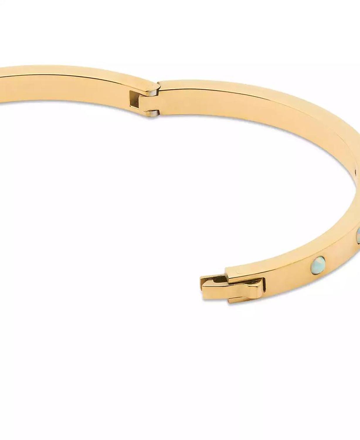 Set In Stone Gold-Tone Hinge Bangle Bracelet