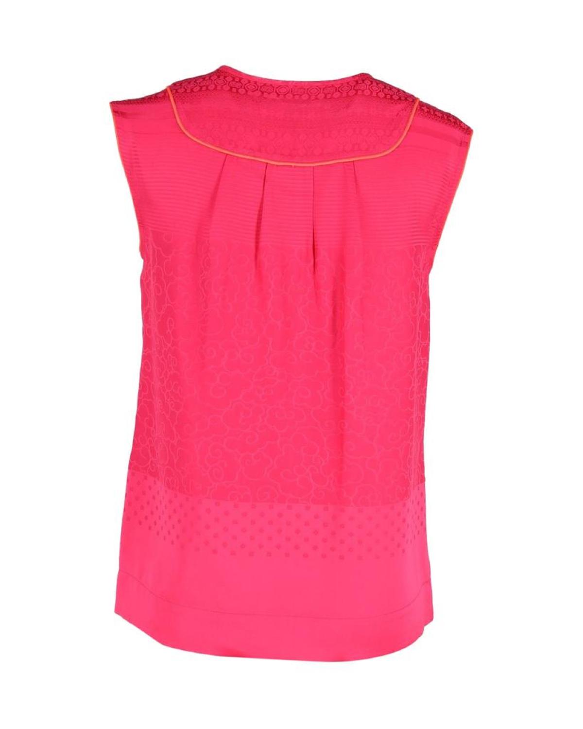 Marc Jacobs Sleeveless Buttoned Top in Pink Silk