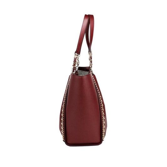 Michael Kors Mina Large Cherry Leather Belted Chain Inlay Tote Women's Bag