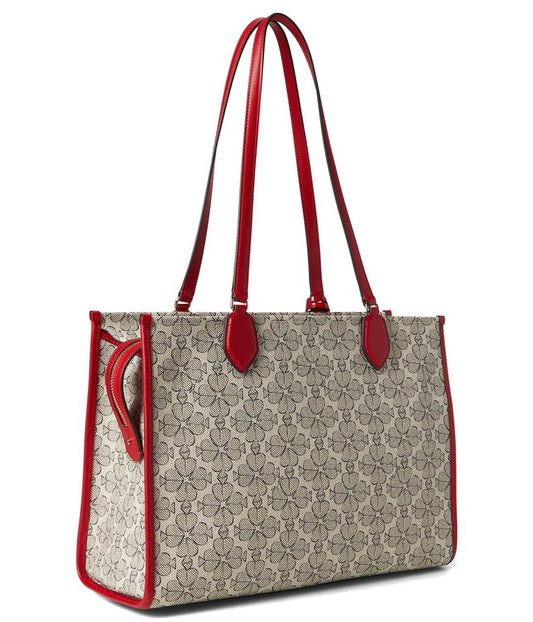 Spade Flower Coated Canvas Vday Spade Flower Coated Canvas Large Market Tote With Dangle